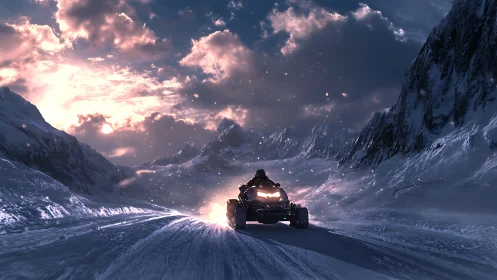 Arctic Chase Through Mountains at Sunset