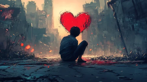 Solitary dreamer holding onto hope in a quiet ruin.