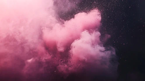 Blossoming nebula of pink dust drifting through midnight air.