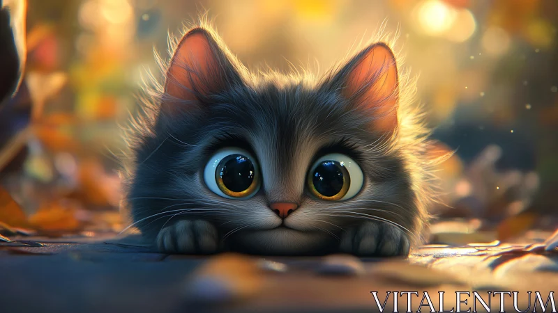 Adorable Kitten with Golden Eyes Full of Wonder.