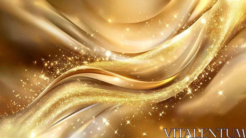 Shimmering Gold Abstract Wave with Sparkles in Elegant Style.