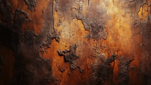 Weathered wooden surface glows with deep rustic texture