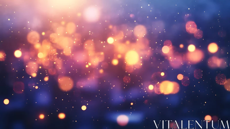 Warm glowing bokeh lights on purple background, digital abstract art.