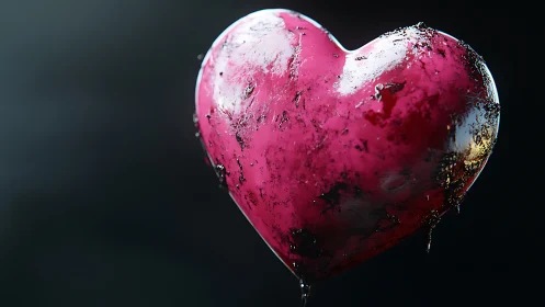 Frozen Heart Sculpture with Crystalline Surface Detail.
