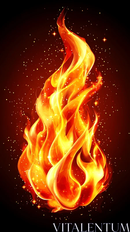 Radiant Fire Flame with Luminous Particles.