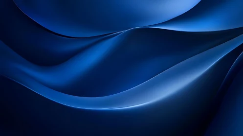 Flowing Blue Abstract Waves in Smooth Modern Art Style.