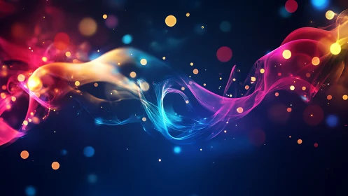 Colorful light waves drift gently across a starry night