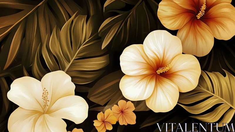 Golden Blooms Dance in Artistic Floral Harmony