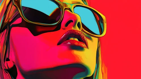 Neon-laced sunglasses tilt a bold portrait toward skyward dreams