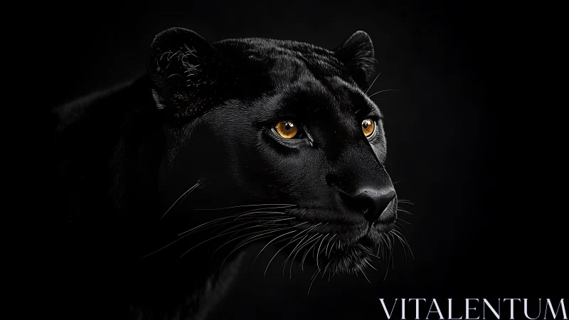 Golden-Eyed Panther Emerges From Midnight Shadows