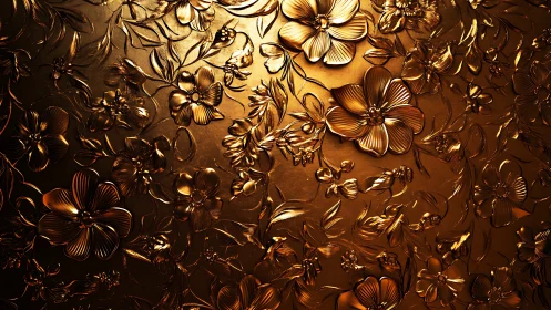 Embossed Gold Floral Relief Pattern.