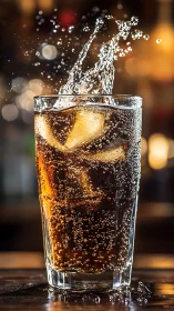 Carbonated Cola Beverage with Dynamic Splash Manifestation.