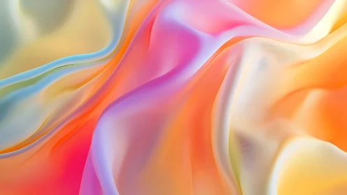 Iridescent pastel fabric waves create soft abstract motion
