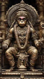 Golden monkey deity statue glowing with sacred calm.