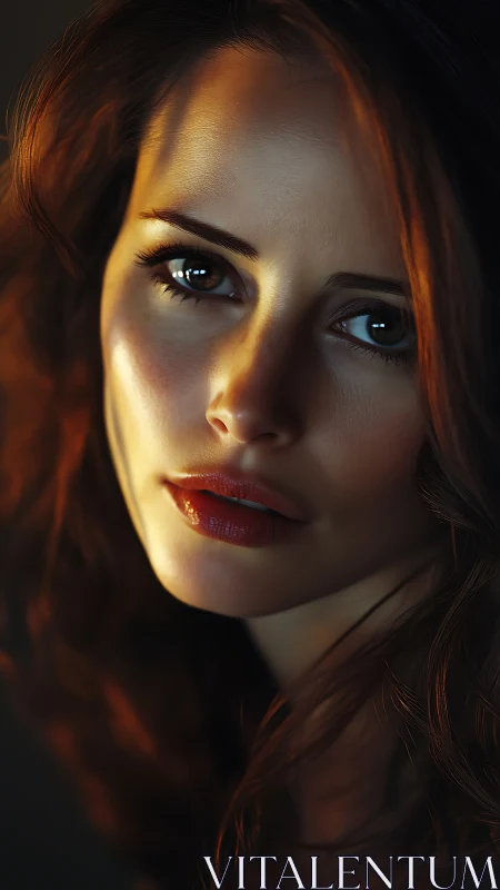 Close frontal portrait of a woman in warm low light.