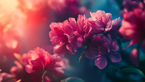 Vibrant Pink Peonies Bathed in Golden Sunlight