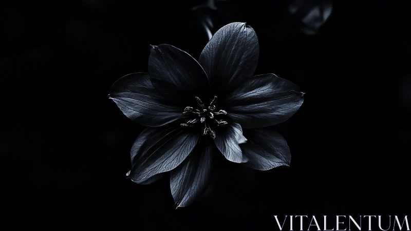 Dark petals bloom in solitude against shadows.