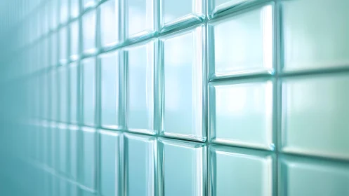 Close-up of glass block wall in modern minimalist style.