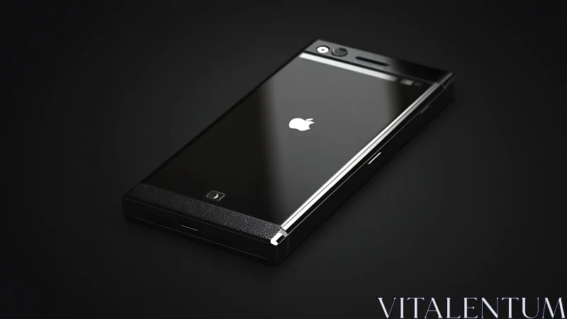 Black iPhone with Apple Logo on Dark Minimalist Background