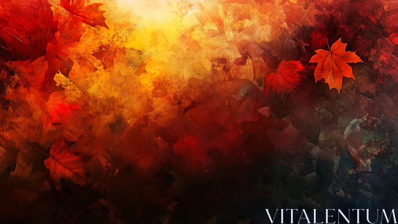 Autumn foliage abstraction with warm red and orange tones.