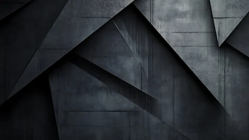 Geometric concrete planes intersect in dark minimalist relief.