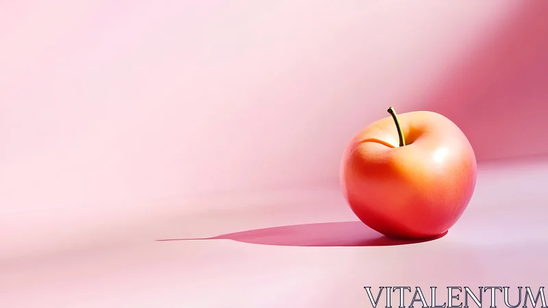 Single pink apple rests on smooth gradient background