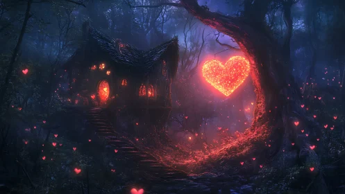 Luminous Heart Portal in Enchanted Forest Sanctuary.