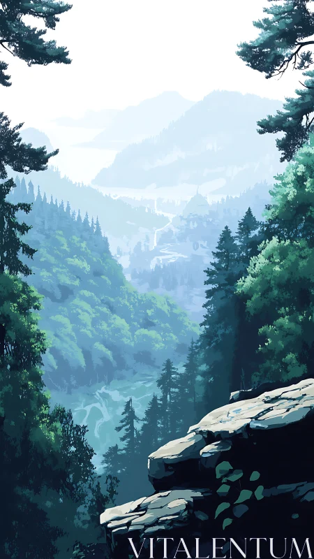 Mountain Valley Vista From Stone Outcrop Overlook