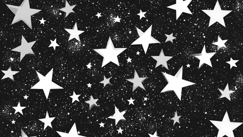 Monochrome five-point starfield pattern on deep black sky