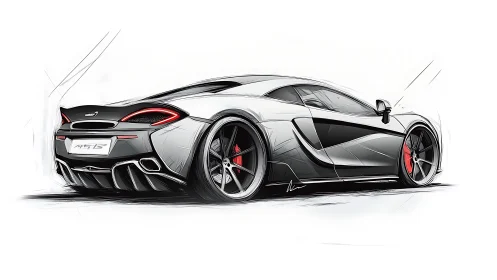 Sleek sports car sketch celebrates speed with bold crisp lines