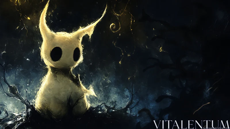 Luminescent horned creature rendered in high contrast chiaroscuro