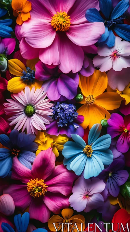 Vibrant Cosmos Garden: Dense Floral Arrangement Explosion.