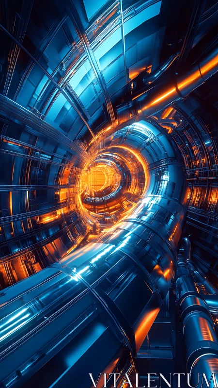 Cylindrical metallic tunnel structure displays illuminated core