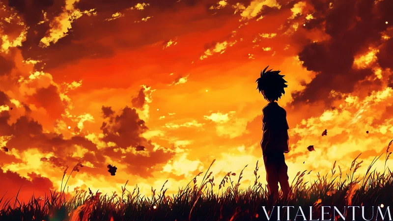 Sunset sets the sky ablaze as a lone dreamer listens