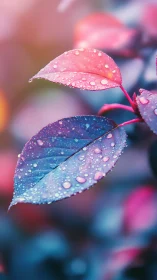 Chromatic macro study of dew-laden bicolor foliage surfaces.
