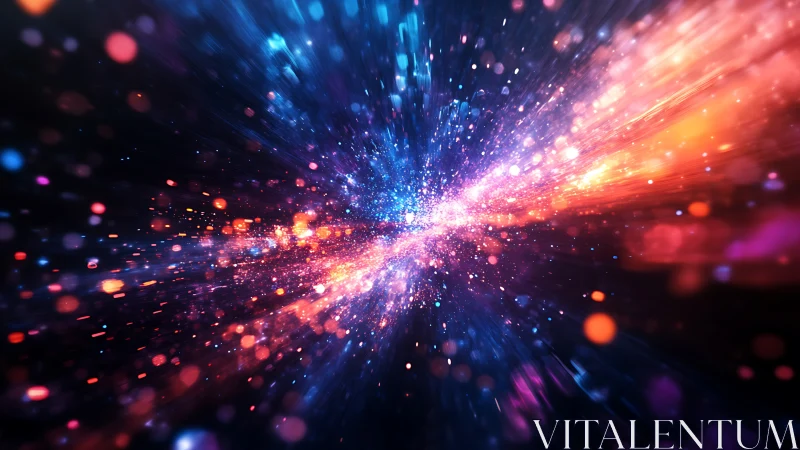 Radiant cosmic particle stream converges in deep space field