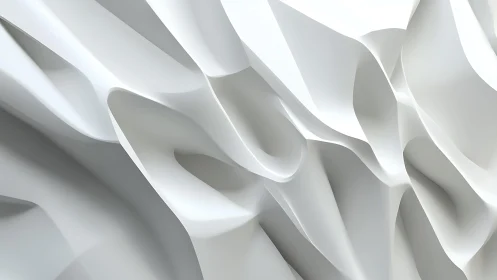 Abstract white sculpted folds in modern minimalist 3D style.