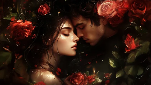 Luminescent Romantic Tableau with Chromatic Rose Envelopment.