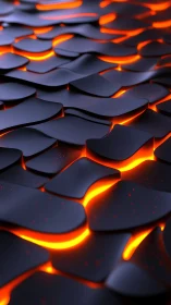 Layered dark plates over orange glowing seams pattern.