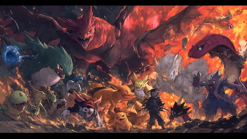 Legendary creature war ignites molten battlefield sky