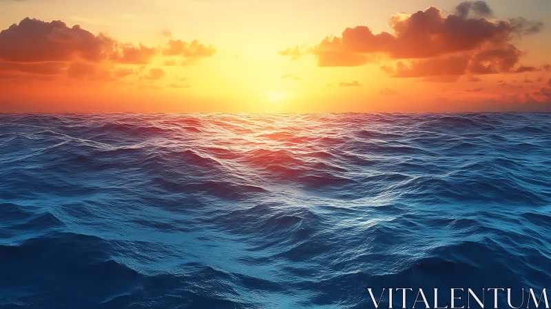 Gentle sunset waves glowing under a golden, calming sky.