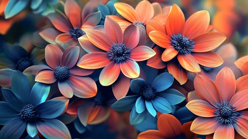 Vibrant Flowers Dance in Rainbow Colors and Light