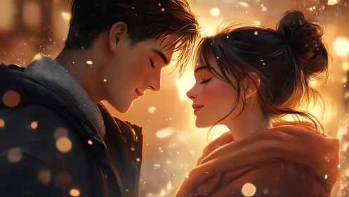 Luminous Connection: A Tender Moment Aglow.