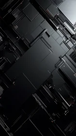 Midnight geometric city of sleek digital panels at rest.