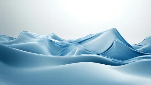 Liquid glass dunes form smooth blue abstract landscape.