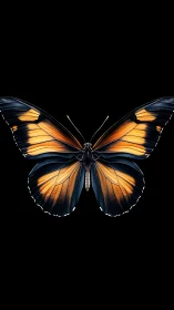 Symmetrical orange-black butterfly rendered in photoreal detail