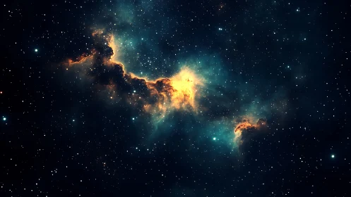 Ionized hydrogen nebula with dense stellar scattering field.