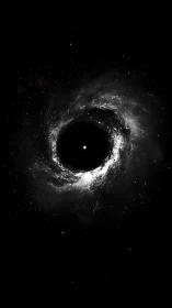 Stellar black hole vortex swirls through deep cosmic void.