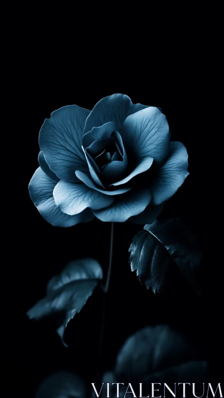 Midnight Rose: A Study in Serene Blue Elegance.