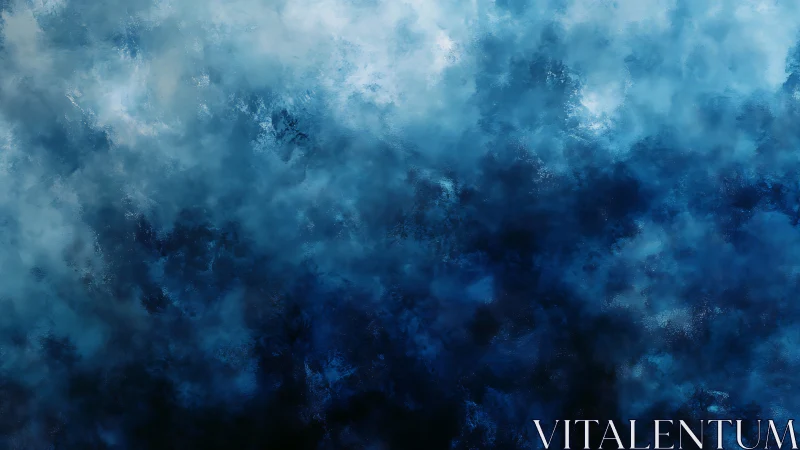 Deep blue dreamscape of clouds and gentle ocean mist.